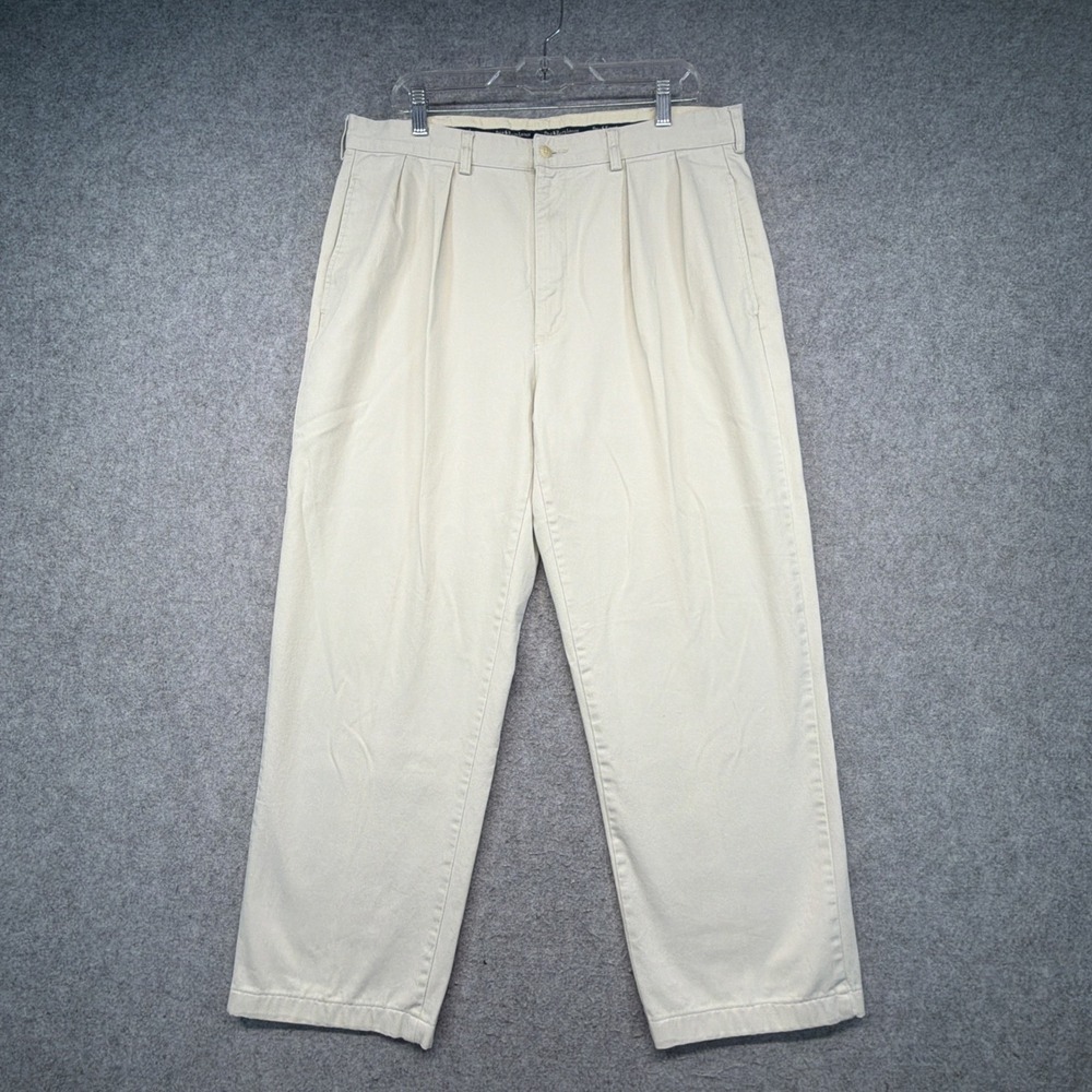 Vintage Polo Ralph Lauren Andrew Pants Mens 36x34 Pleated Chino Preppy 90s